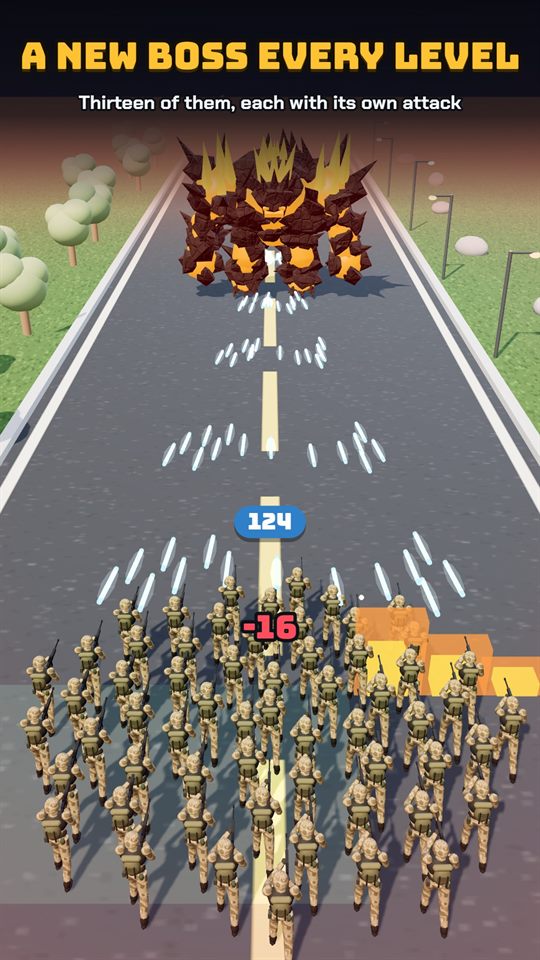 A boss fight at the end of a level